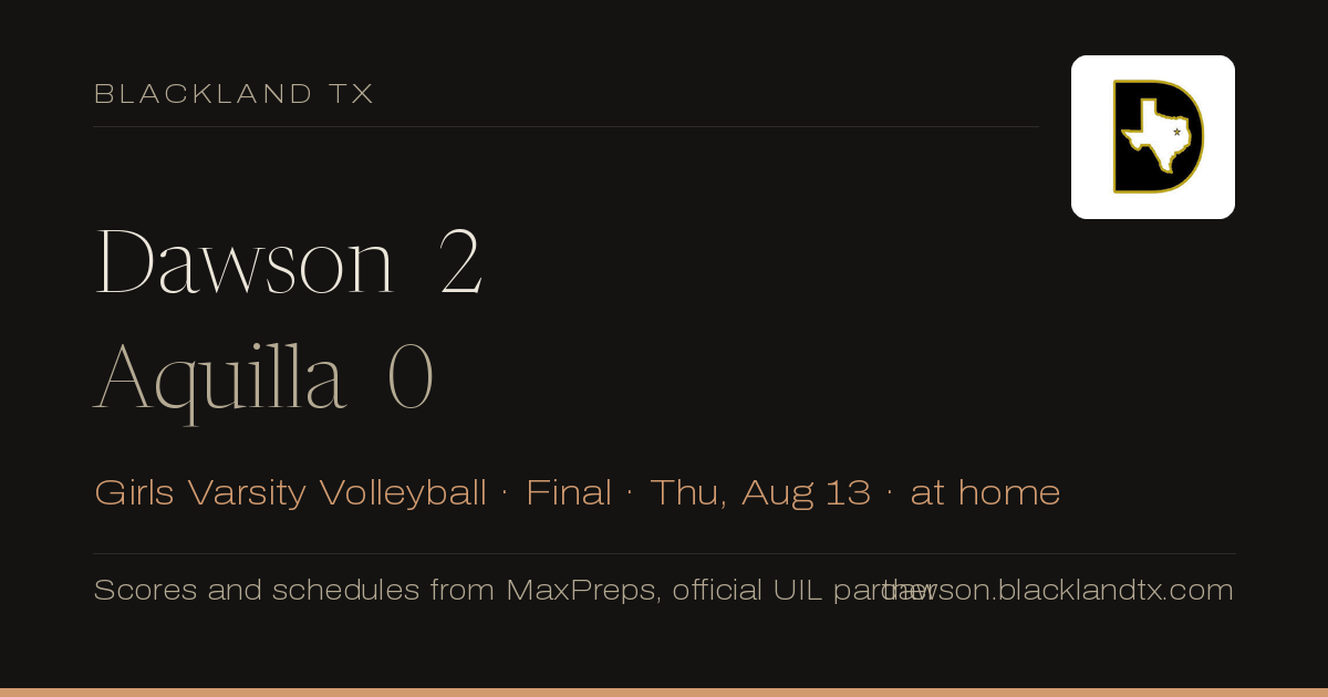 Dawson 2, Aquilla 0