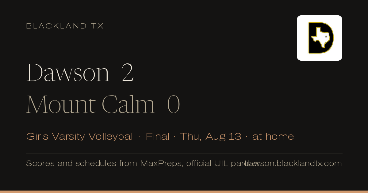 Dawson 2, Mount Calm 0