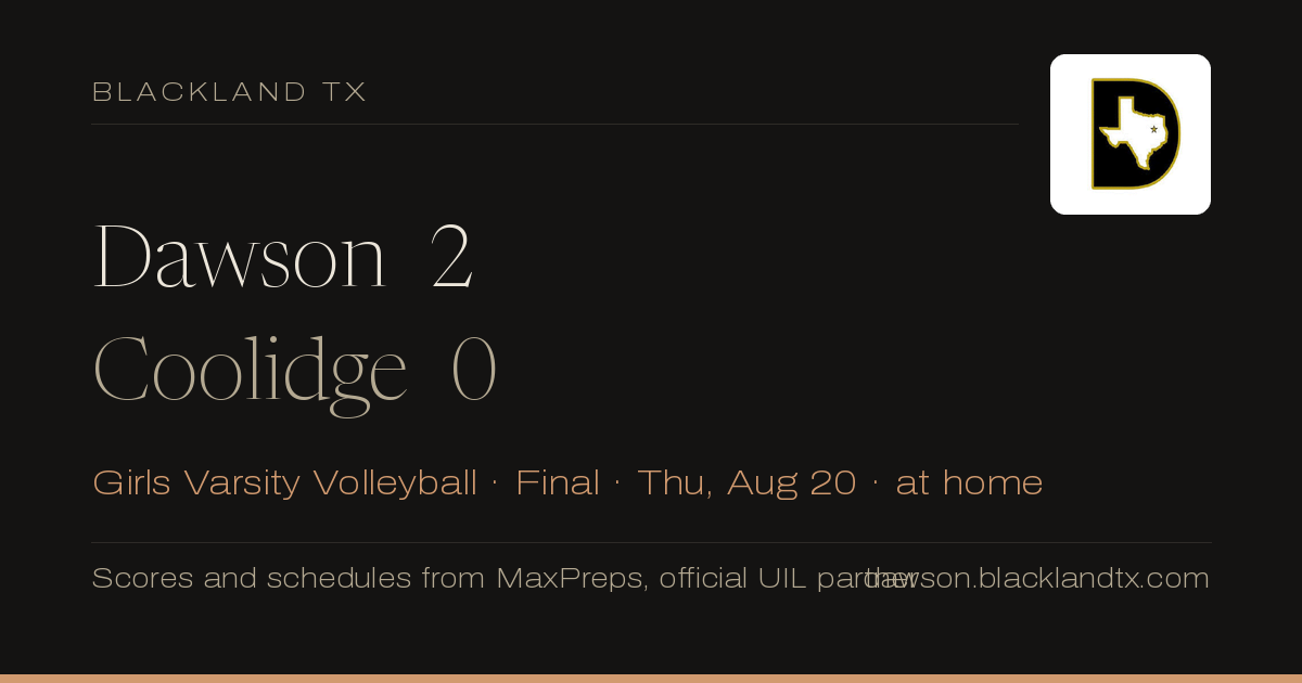 Dawson 2, Coolidge 0