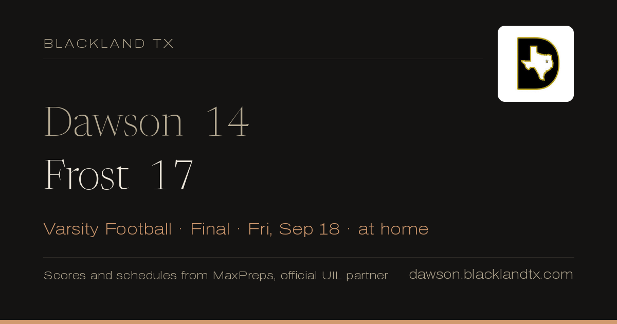 Dawson 14, Frost 17