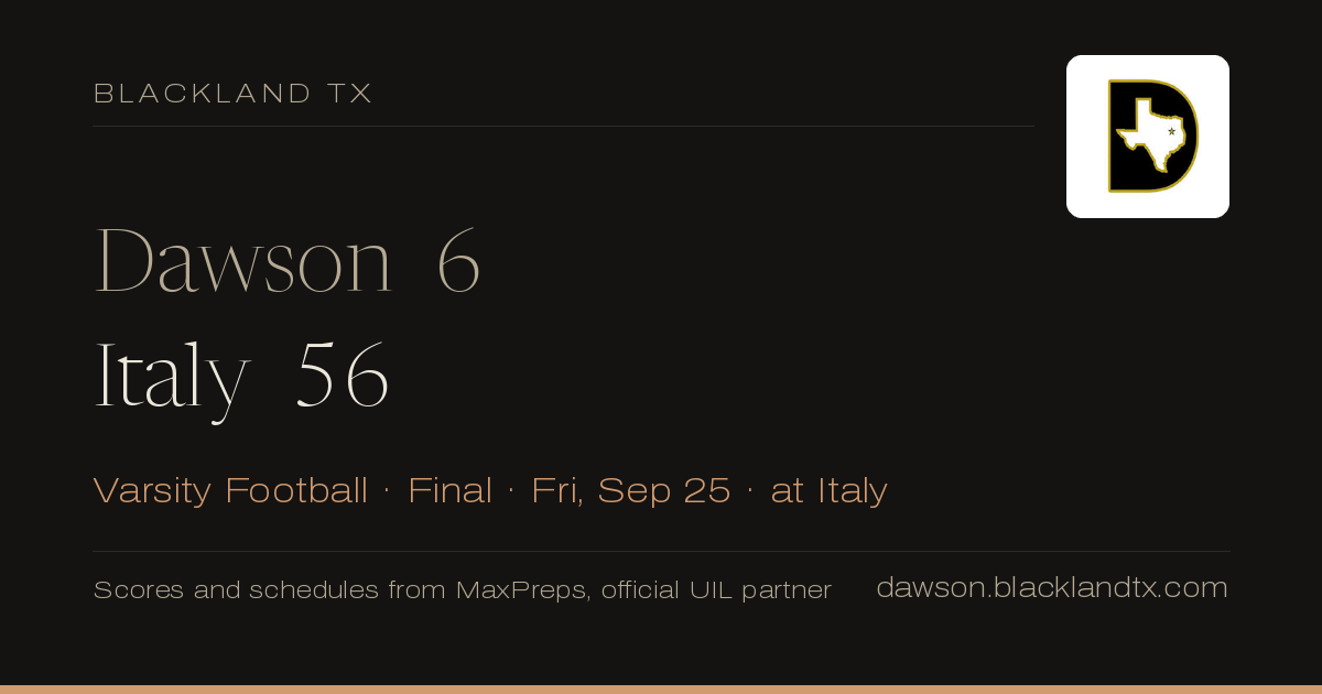 Dawson 6, Italy 56